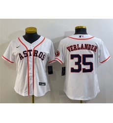 Women Houston Astros 35 Justin Verlander White With Patch Cool Base Stitched Baseball Jersey