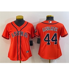 Women Houston Astros 44 Yordan Alvarez Orange With Patch Cool Base Stitched Baseball Jersey