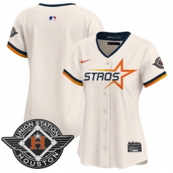Women Houston Astros Blank Cream 2025 City Connect Limited Stitched Baseball Jersey