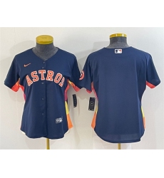 Women Houston Astros Navy With Patch Cool Base Stitched Baseball Jersey