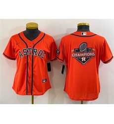 Women Houston Astros Orange 2022 World Series Champions Team Big Logo With Patch Cool Base Stitched Baseball Jersey