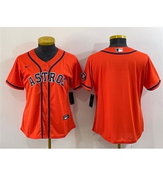 Women Houston Astros Orange With Patch Cool Base Stitched Baseball Jersey