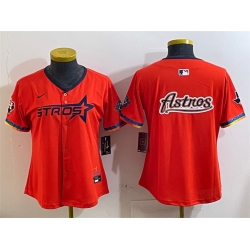 Women Houston Astros Team Big Logo Orange 2025 City Connect With Texas Patch Limited Stitched Baseball Jersey 002