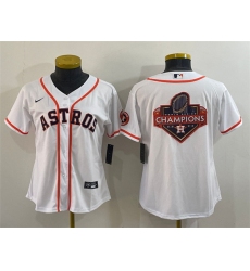 Women Houston Astros White 2022 World Series Champions Team Big Logo With Patch Cool Base Stitched Baseball Jersey