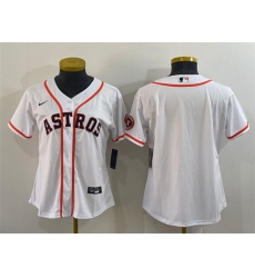 Women Houston Astros White With Patch Cool Base Stitched Baseball Jersey