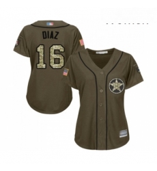 Womens Houston Astros 16 Aledmys Diaz Authentic Green Salute to Service Baseball Jersey 