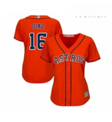 Womens Houston Astros 16 Aledmys Diaz Authentic Orange Alternate Cool Base Baseball Jersey 