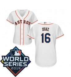 Womens Houston Astros 16 Aledmys Diaz White Home Cool Base Baseball jersey