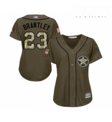 Womens Houston Astros 23 Michael Brantley Authentic Green Salute to Service Baseball Jersey 