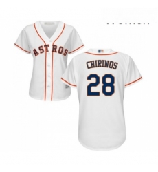 Womens Houston Astros 28 Robinson Chirinos Authentic White Home Cool Base Baseball Jersey 