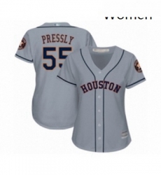 Womens Houston Astros 55 Ryan Pressly Authentic Grey Road Cool Base Baseball Jersey 