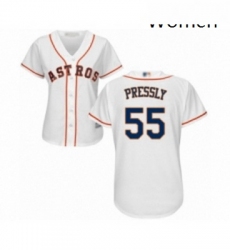 Womens Houston Astros 55 Ryan Pressly Authentic White Home Cool Base Baseball Jersey 