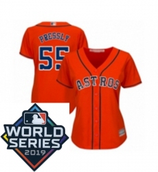 Womens Houston Astros 55 Ryan Pressly Orange Alternate Cool Base Baseball jersey