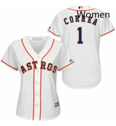 Womens Majestic Houston Astros 1 Carlos Correa Replica White Home Cool Base MLB Jersey