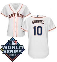 Womens Majestic Houston Astros 10 Yuli Gurriel White Home Cool Base Sitched 2019 World Series Patch jersey