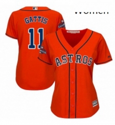Womens Majestic Houston Astros 11 Evan Gattis Authentic Orange Alternate 2017 World Series Champions Cool Base MLB Jersey