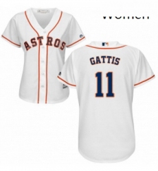 Womens Majestic Houston Astros 11 Evan Gattis Authentic White Home Cool Base MLB Jersey