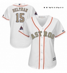 Womens Majestic Houston Astros 15 Carlos Beltran Authentic White 2018 Gold Program Cool Base MLB Jersey
