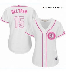 Womens Majestic Houston Astros 15 Carlos Beltran Authentic White Fashion Cool Base MLB Jersey