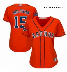 Womens Majestic Houston Astros 15 Carlos Beltran Replica Orange Alternate 2017 World Series Champions Cool Base MLB Jersey