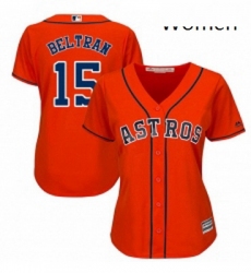 Womens Majestic Houston Astros 15 Carlos Beltran Replica Orange Alternate Cool Base MLB Jersey