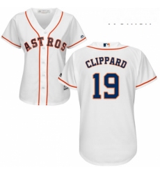 Womens Majestic Houston Astros 19 Tyler Clippard Authentic White Home Cool Base MLB Jersey 