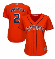 Womens Majestic Houston Astros 2 Alex Bregman Authentic Orange Alternate Cool Base MLB Jersey