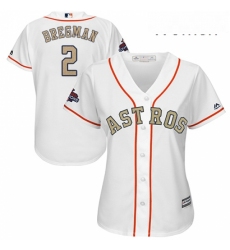 Womens Majestic Houston Astros 2 Alex Bregman Authentic White 2018 Gold Program Cool Base MLB Jersey