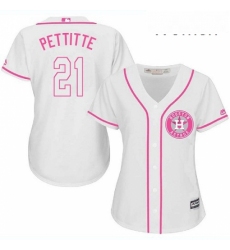 Womens Majestic Houston Astros 21 Andy Pettitte Authentic White Fashion Cool Base MLB Jersey