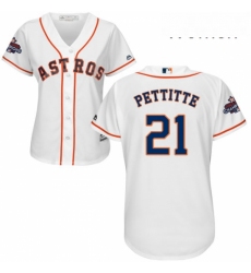 Womens Majestic Houston Astros 21 Andy Pettitte Authentic White Home 2017 World Series Champions Cool Base MLB Jersey