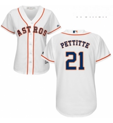 Womens Majestic Houston Astros 21 Andy Pettitte Authentic White Home Cool Base MLB Jersey