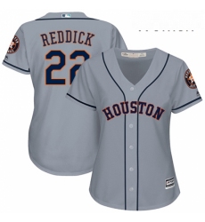 Womens Majestic Houston Astros 22 Josh Reddick Authentic Grey Road Cool Base MLB Jersey