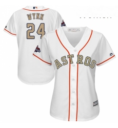 Womens Majestic Houston Astros 24 Jimmy Wynn Authentic White 2018 Gold Program Cool Base MLB Jersey 