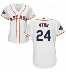 Womens Majestic Houston Astros 24 Jimmy Wynn Replica White Home 2017 World Series Champions Cool Base MLB Jersey 