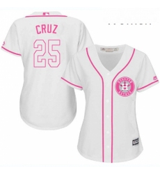 Womens Majestic Houston Astros 25 Jose Cruz Jr Authentic White Fashion Cool Base MLB Jersey