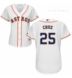 Womens Majestic Houston Astros 25 Jose Cruz Replica White Home Cool Base MLB Jersey