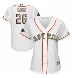 Womens Majestic Houston Astros 26 Anthony Gose Authentic White 2018 Gold Program Cool Base MLB Jersey 