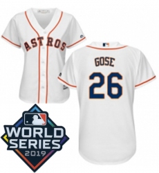 Womens Majestic Houston Astros 26 Anthony Gose White Home Cool Base Sitched 2019 World Series Patch jersey