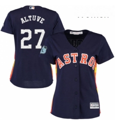 Womens Majestic Houston Astros 27 Jose Altuve Authentic Navy Blue 2017 Spring Training Cool Base MLB Jersey