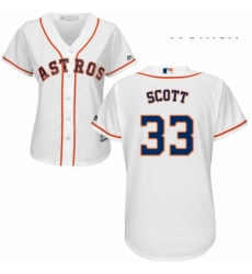 Womens Majestic Houston Astros 33 Mike Scott Authentic White Home Cool Base MLB Jersey