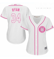 Womens Majestic Houston Astros 34 Nolan Ryan Replica White Fashion Cool Base MLB Jersey