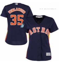 Womens Majestic Houston Astros 35 Justin Verlander Authentic Navy Blue Alternate Cool Base MLB Jersey 
