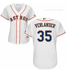 Womens Majestic Houston Astros 35 Justin Verlander Replica White Home Cool Base MLB Jersey 