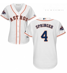 Womens Majestic Houston Astros 4 George Springer Replica White Home 2017 World Series Champions Cool Base MLB Jersey