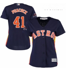 Womens Majestic Houston Astros 41 Brad Peacock Authentic Navy Blue Alternate 2017 World Series Champions Cool Base MLB Jersey 