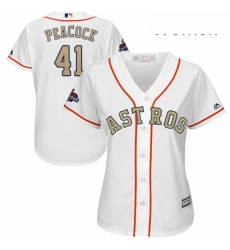 Womens Majestic Houston Astros 41 Brad Peacock Authentic White 2018 Gold Program Cool Base MLB Jersey 