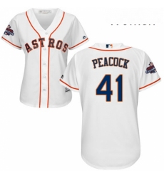 Womens Majestic Houston Astros 41 Brad Peacock Authentic White Home 2017 World Series Champions Cool Base MLB Jersey 