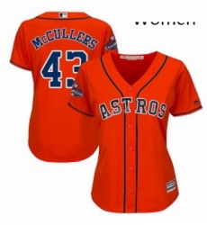 Womens Majestic Houston Astros 43 Lance McCullers Replica Orange Alternate 2017 World Series Champions Cool Base MLB Jersey