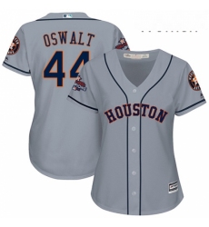 Womens Majestic Houston Astros 44 Roy Oswalt Authentic Grey Road 2017 World Series Champions Cool Base MLB Jersey