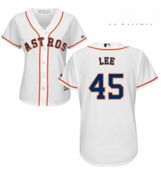 Womens Majestic Houston Astros 45 Carlos Lee Replica White Home Cool Base MLB Jersey